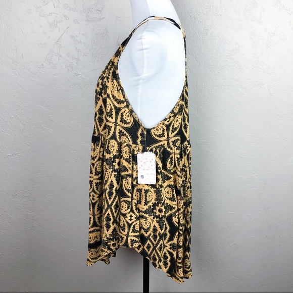 NWT Free People Mimi Tunic Top Black and Yellow - Picture 3 of 7